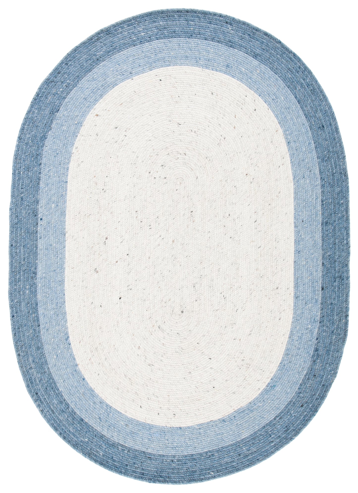 SAFAVIEH Braided Nazca Solid Bordered Area Rug, Ivory/Blue, 4' x 6' Oval