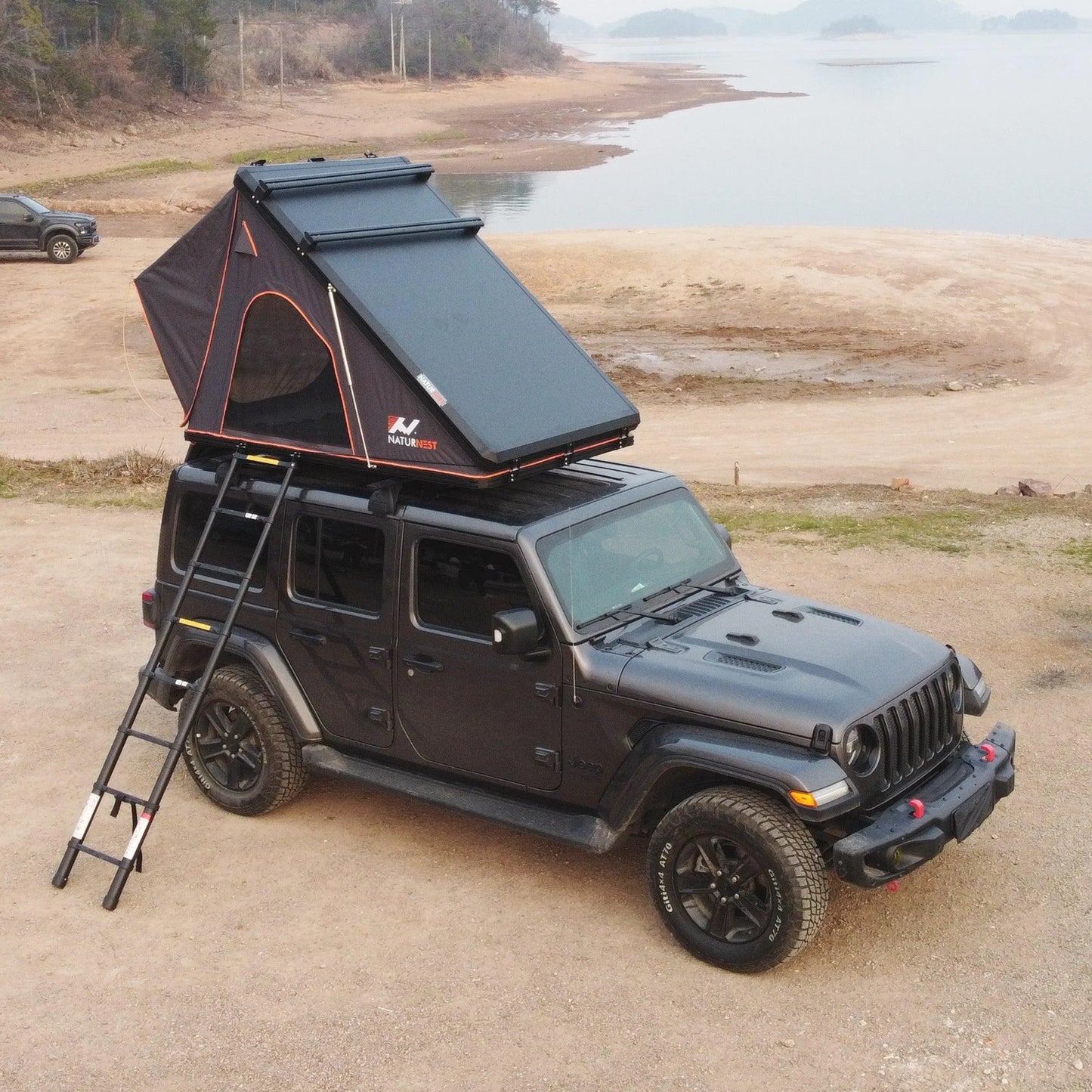 Naturnest Polaris2 Hardshell Rooftop Tent with 2 Luggage Racks, Car Roof Top Tent with AC Inlets, 3-Color LED Lights and Internal USB Plug for Vans, Jeeps, SUVs and Trucks, 2-3 Person Tent