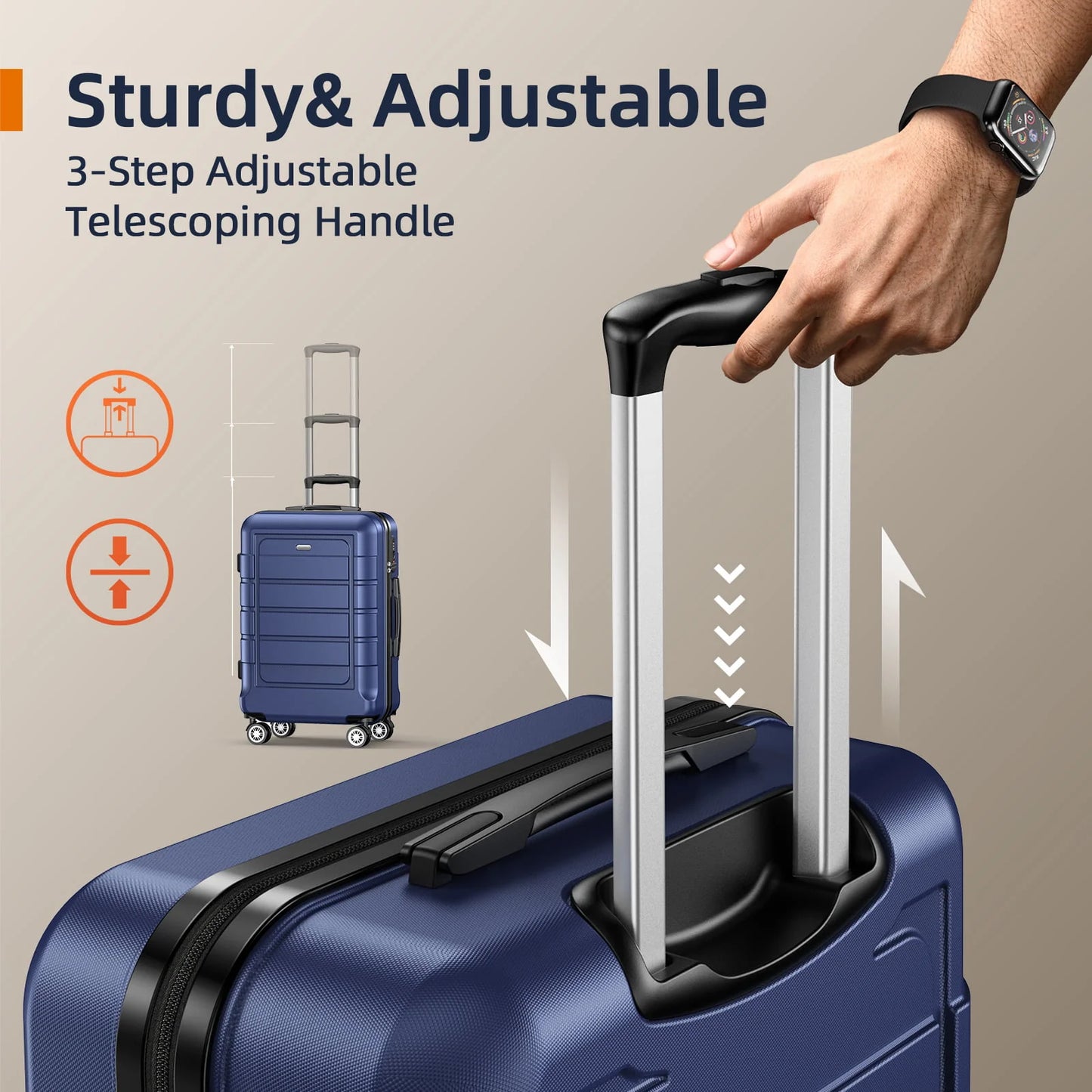 SHOWKOO 3 Piece Luggage Set Expandable ABS Hard Shell luggage Set Double Spinner Wheels Suitcase