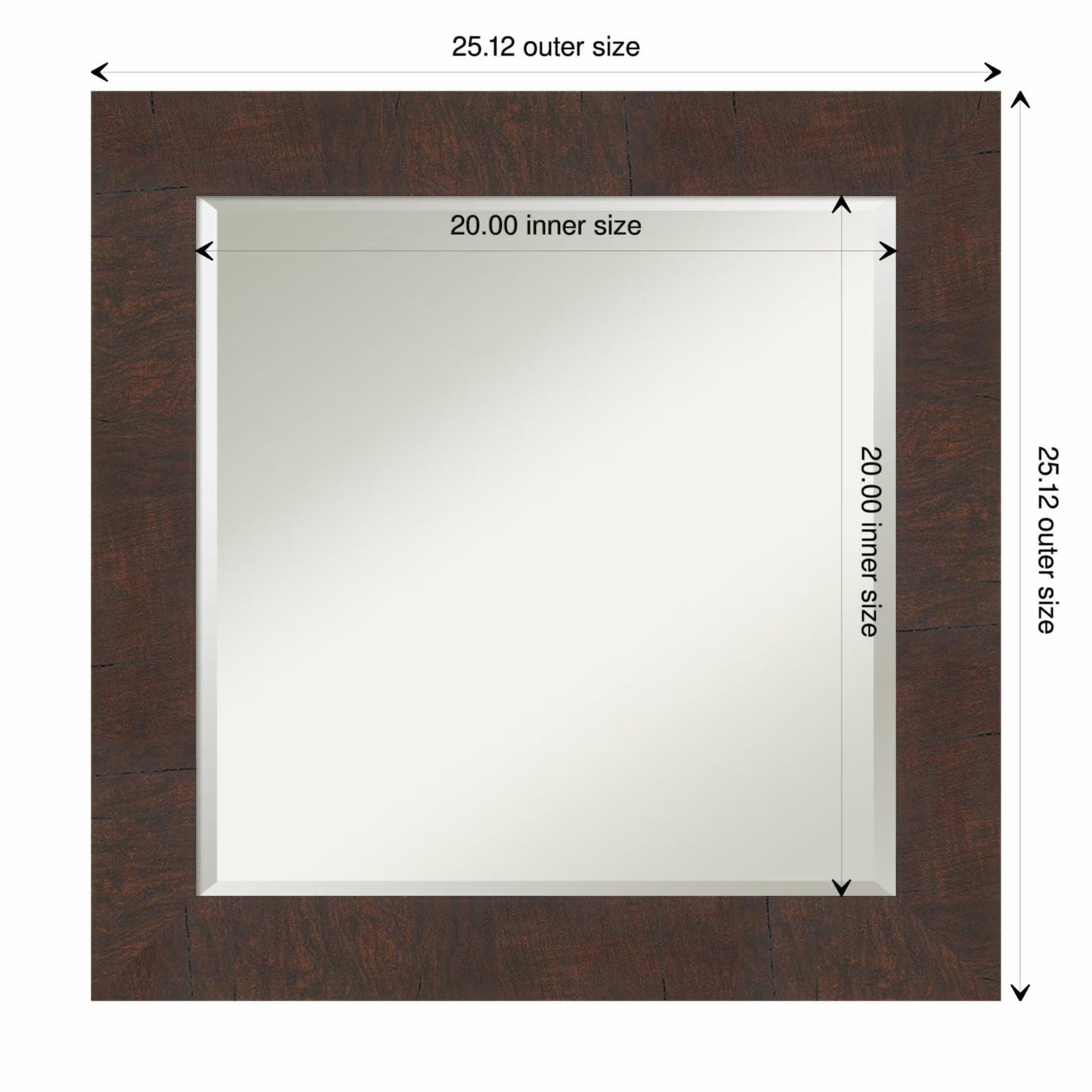 Amanti Art Wildwood Brown Framed Wall Mirror - 21.12 x 25.12 in