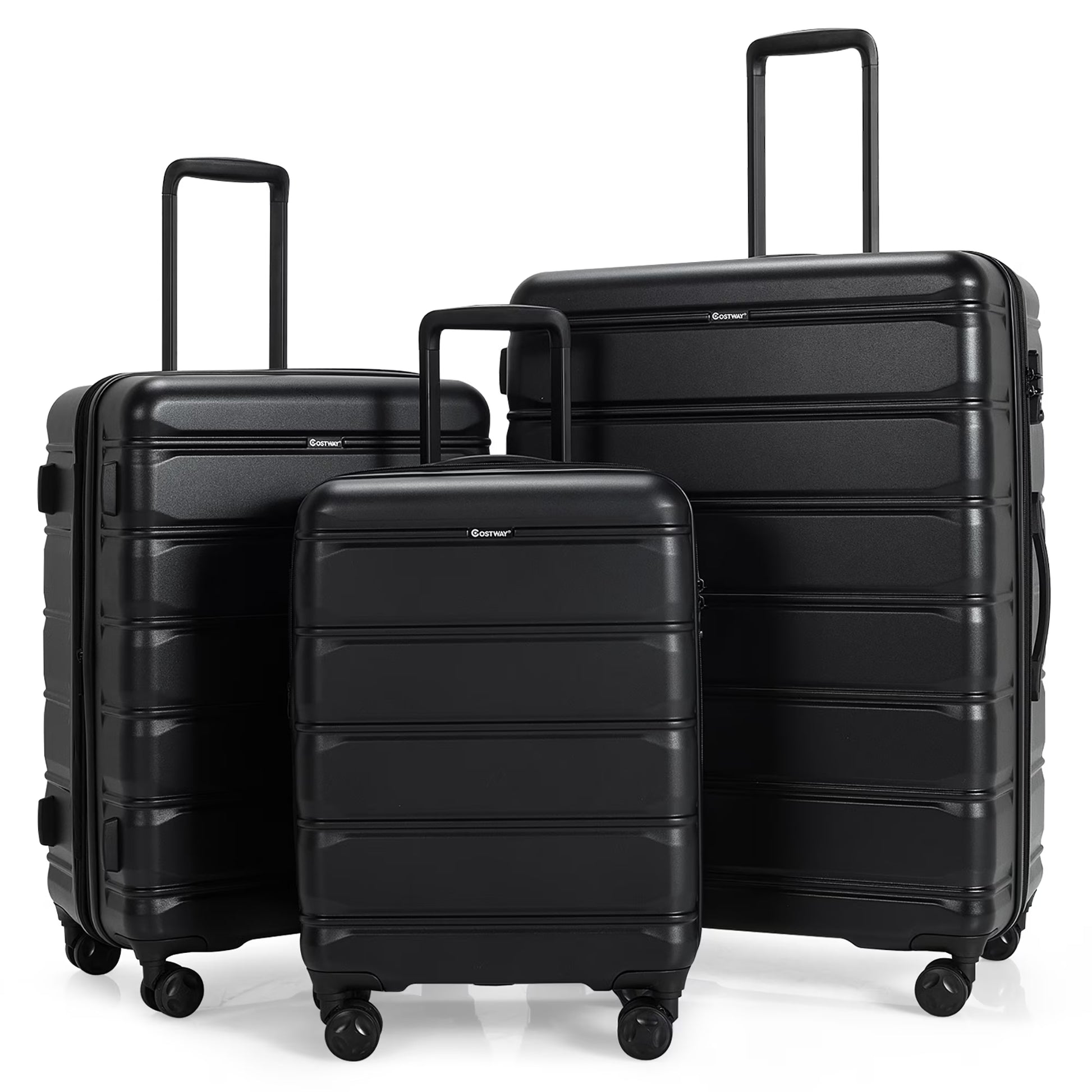 Costway 3 Piece Hardshell Luggage Set Ex pandable Suitcase w/TSA Lock & Spinner Wheels