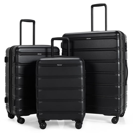 Costway 3 Piece Hardshell Luggage Set Ex pandable Suitcase w/TSA Lock & Spinner Wheels