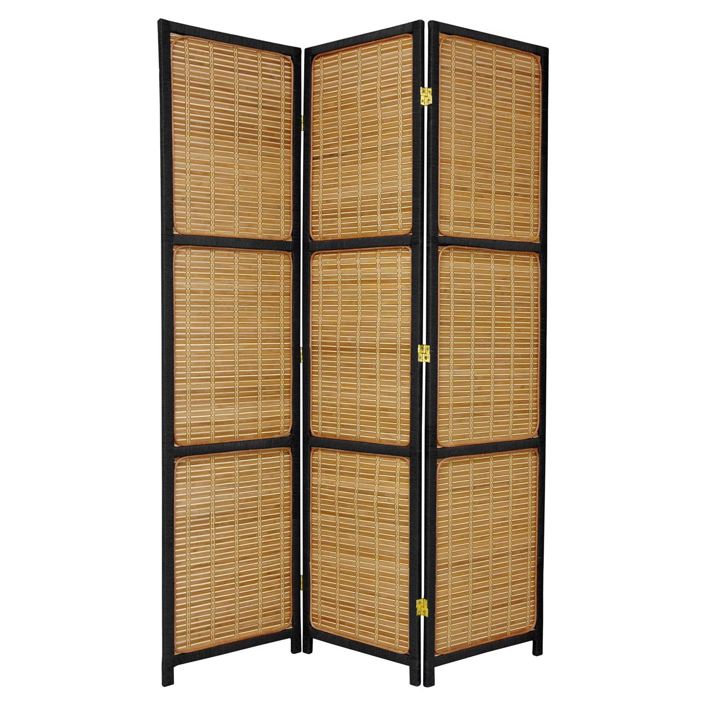 Oriental Furniture 6 ft. Tall Woven Accent Room Divider - 3 Panel - Black