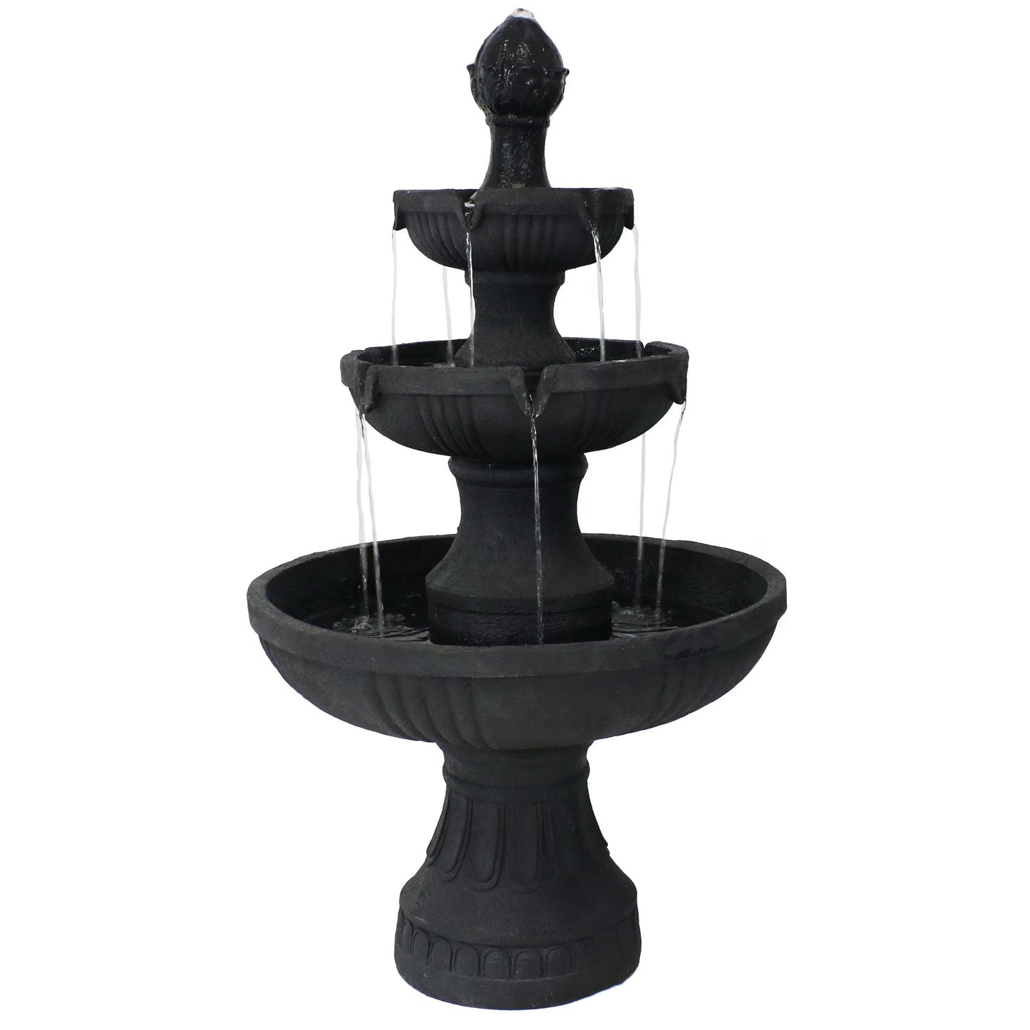 Sunnydaze Flower Blossom Traditional White Resin 3-Tier Outdoor Water Fountain
