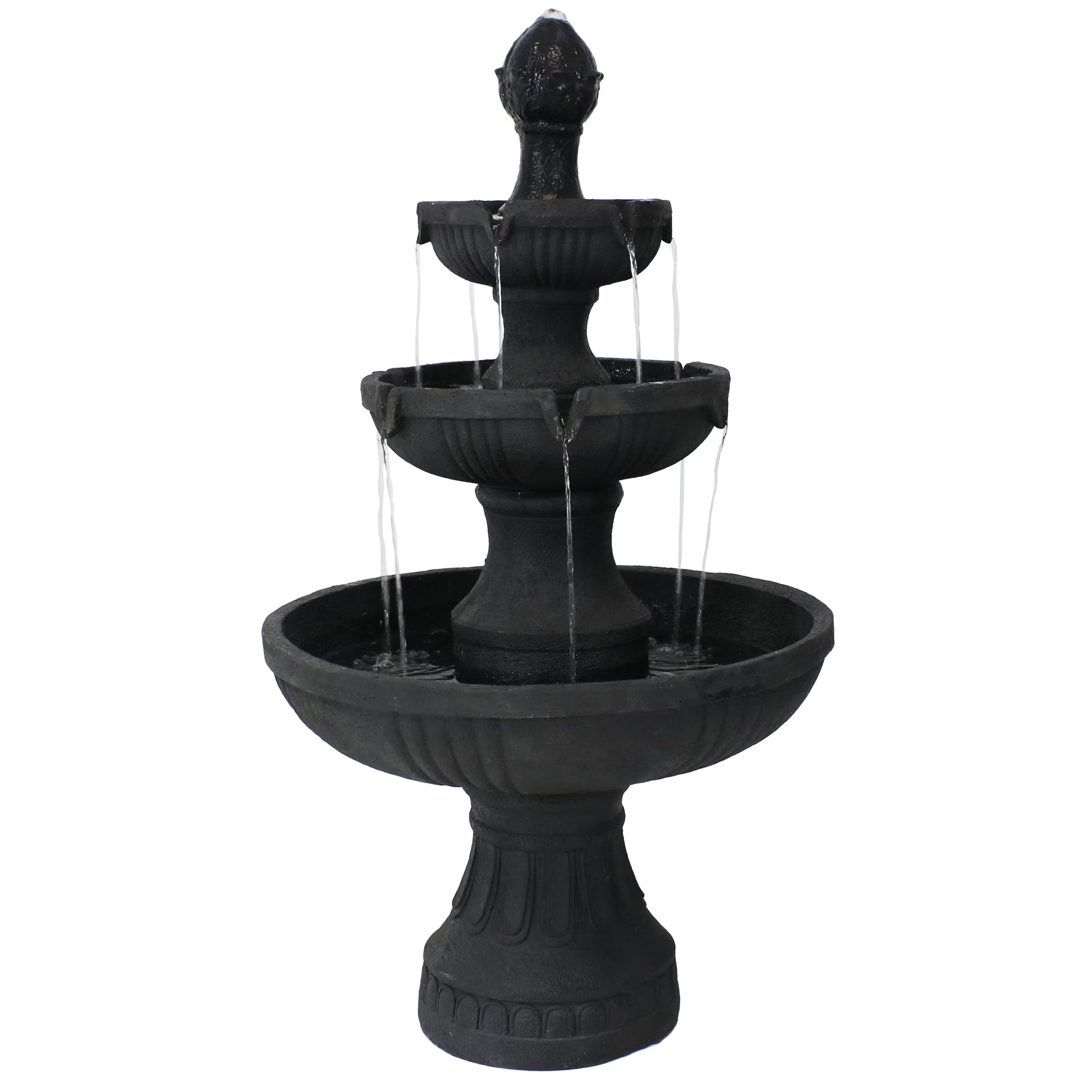 Sunnydaze Flower Blossom Traditional White Resin 3-Tier Outdoor Water Fountain