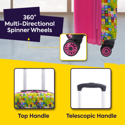 LEGO 18 Inch Kids Rolling Luggage, Play Date Hardshell Carry On Suitcase with Spinner Wheels, Multi