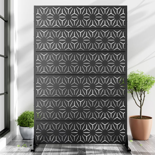 MAYEERTY Laser-Cut Steel Room Divider, Modern Privacy Partition for Living Space,Sun,Black