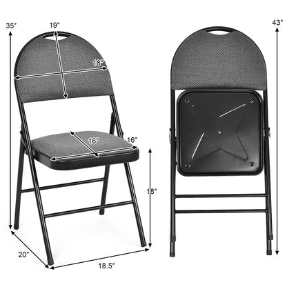 Giantex 6-Piece Commercial Folding Chairs w/Upholstered Padded Seat & Back, Fabric Seating for Home Office Wedding Party, Grey