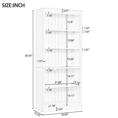 Harper & Bright Designs Tall Wood Bookcase with Light Strip, 5 Tier Bookshelves with Adjustable Shelves, Free Standing Storage Organizer for Home Office, Beige+Cream, Beige+Yellow