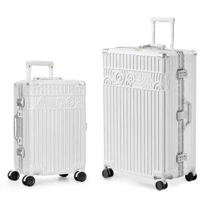 Luggage Sets Aluminum Frame PC ABS Hardshell with TSA Lock Spinner Wheels Zipperless 2 Piece 20 28 Inch Black
