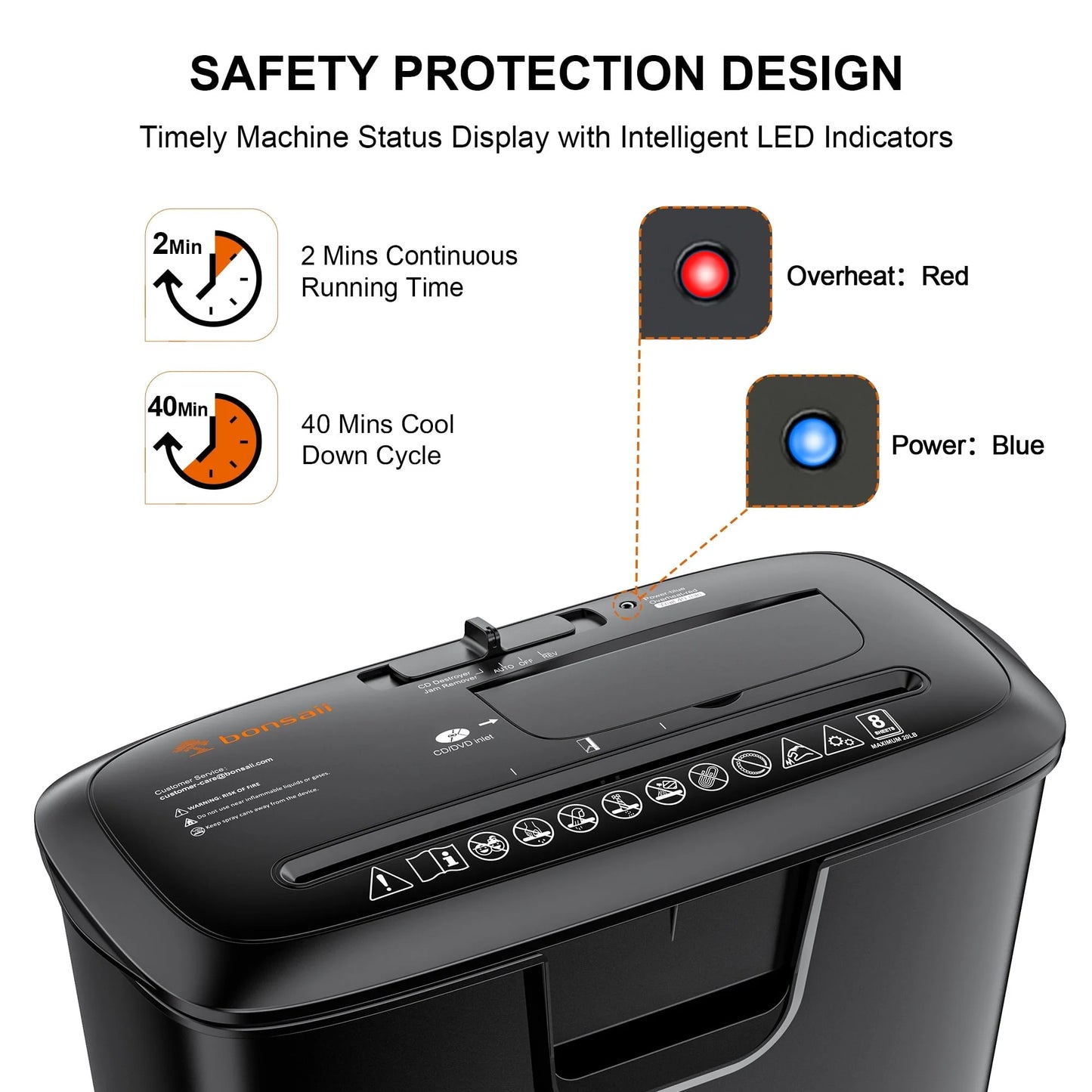 Bonsaii 8-Sheet Strip Cut Paper Shredder CD/Credit Card Shredder for Home Office Use