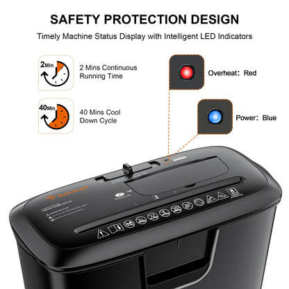 Bonsaii 8-Sheet Strip Cut Paper Shredder CD/Credit Card Shredder for Home Office Use