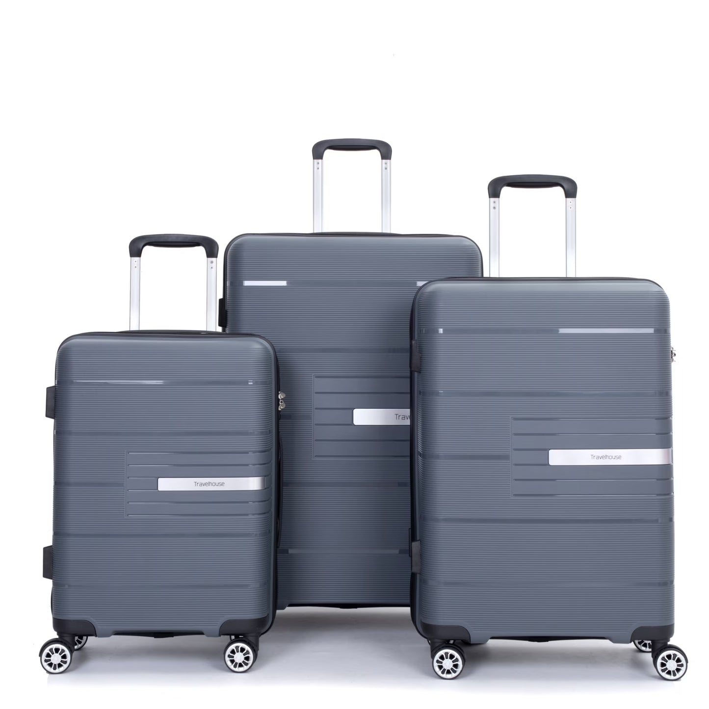 Lightweight PP Suitcase Sets with Spinner Wheels TSA Lock, Hardshell Luggage Sets for Travel Trips, 3-Piece Set (20in/24in/28in), Light Green