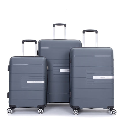 Lightweight PP Suitcase Sets with Spinner Wheels TSA Lock, Hardshell Luggage Sets for Travel Trips, 3-Piece Set (20in/24in/28in), Light Green