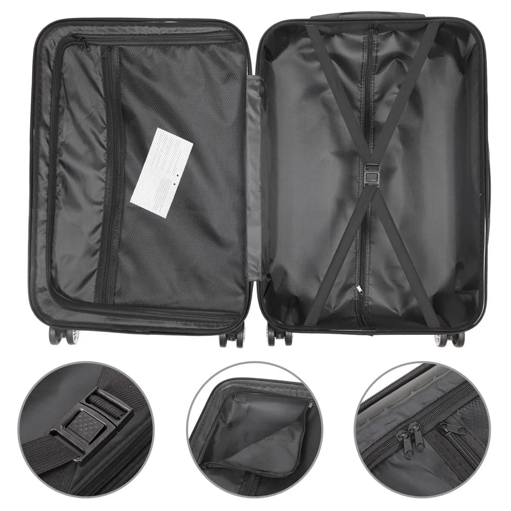 Tcbosik Multifunctional Luggage Set with Spinner Wheels, Large Capacity Travel Rolling Suitcases, ABS Carry-on Luggage, 20"/24"/28" (White, 3 Piece Set)