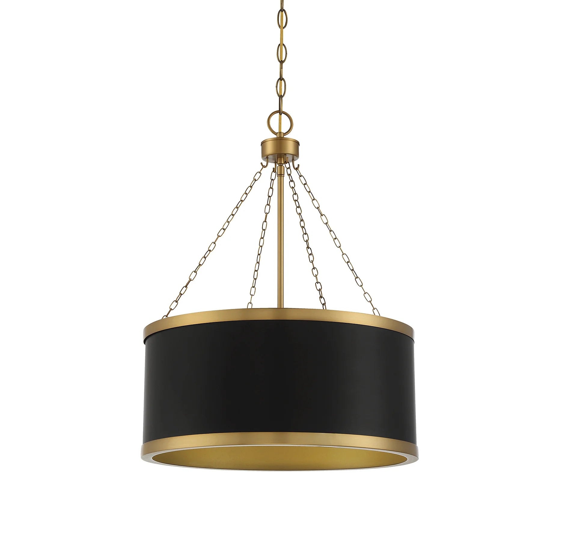 Black with Warm Brass Accents Six Light Pendant from the Delphi Collection