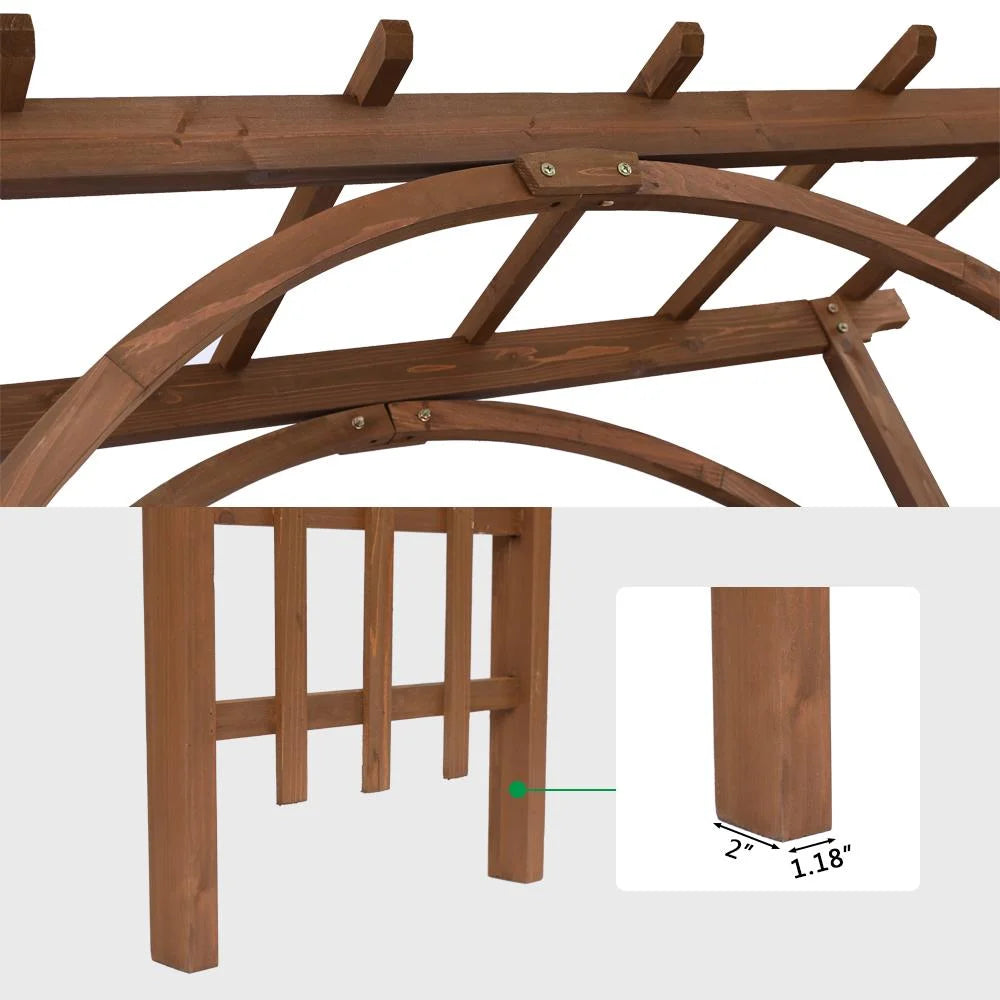 EasingRoom Outdoor Wooden Garden Arbor for Climbing Plants - Dark Brown