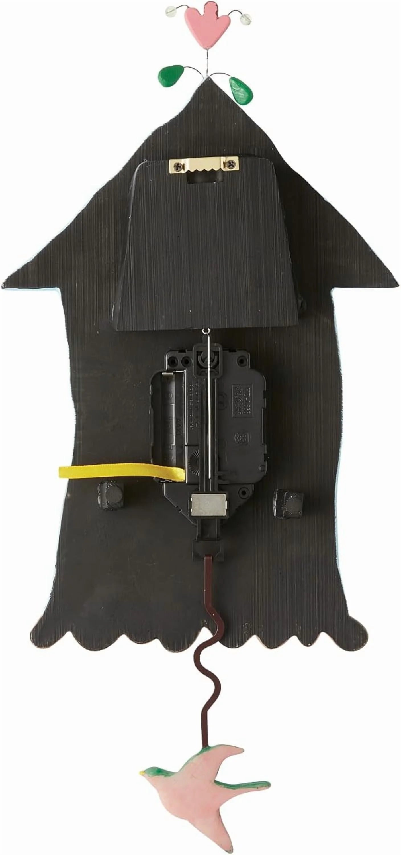 14.9 Inch | Stone Resin Decorative Clocks for Walls Home Decor Kitchen Clocks | Allen Designs Birdhouse with Flowers Cuckoo Wall Clock - Battery Operated Pendulum Analog Clock