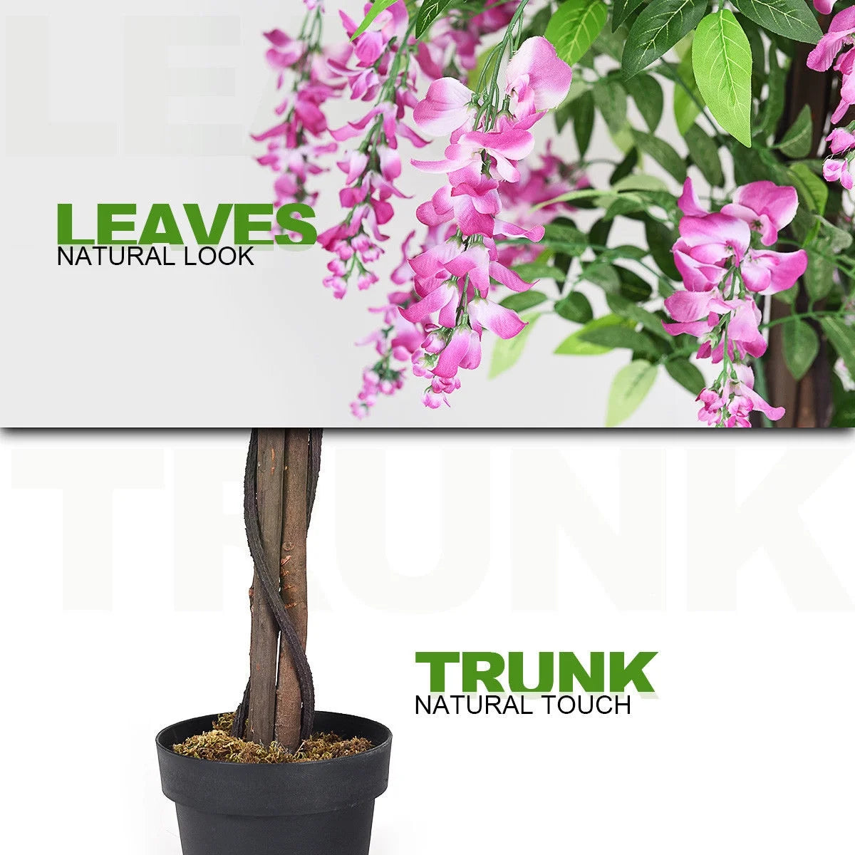 Gymax Artificial Wistera Silk Tree Pink Flower 6 Feet Home Holiday Decor