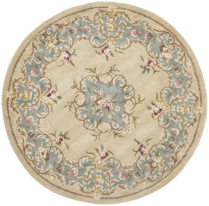 SAFAVIEH Bergama Drummond Oriental Wool Area Rug, Ivory/Light Blue, 6' x 6' Round