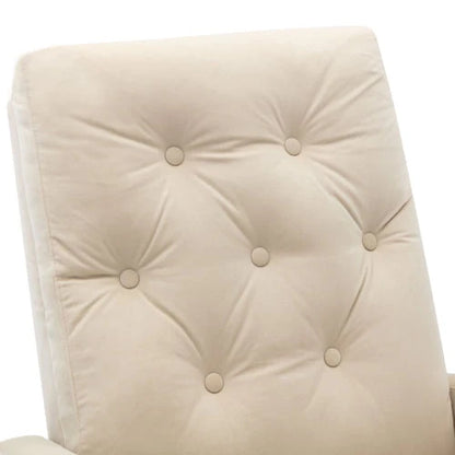 High Back Rocking Chair, Nursery Chair with Side Pocket, Linen Fabric Single Sofa Chair, Lazy Sofa Balcony Reclining Chair, Padded Armchair, for Living Room,Bedroom,Office, Beige