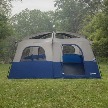 Wakeman Outdoors 10 Person Camping Tent with Room Divider and Rainfly, Navy