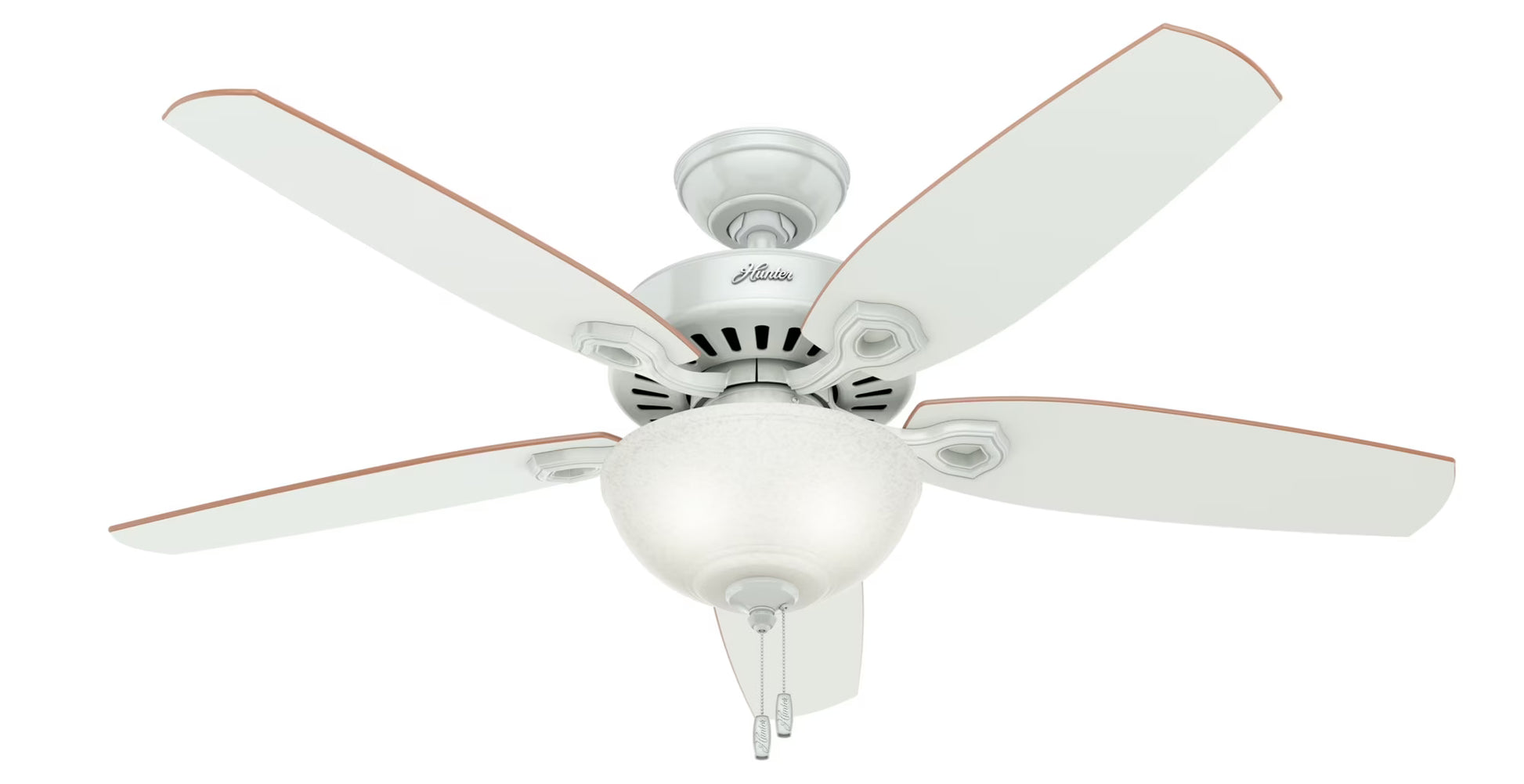 Hunter - Builder Indoor Ceiling Fan With Light, 52-inch, Brushed Nickel, Traditional-style, 3-speed WhisperWind Motor, 53090, for living rooms, bedrooms, home offices, kitchens