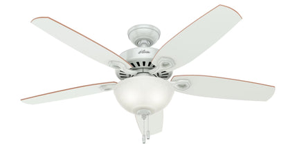 Hunter - Builder Indoor Ceiling Fan With Light, 52-inch, Brushed Nickel, Traditional-style, 3-speed WhisperWind Motor, 53090, for living rooms, bedrooms, home offices, kitchens