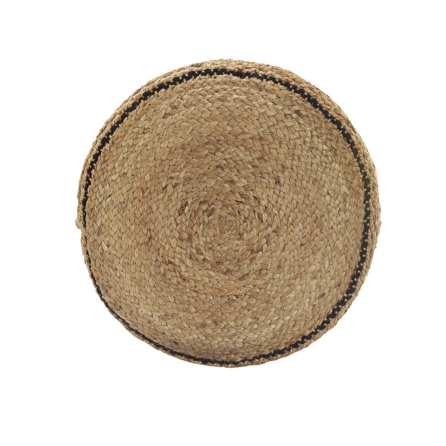 Laddha Home Designs 18" Tan and Black Chevron Handcrafted Round Pouf Ottoman
