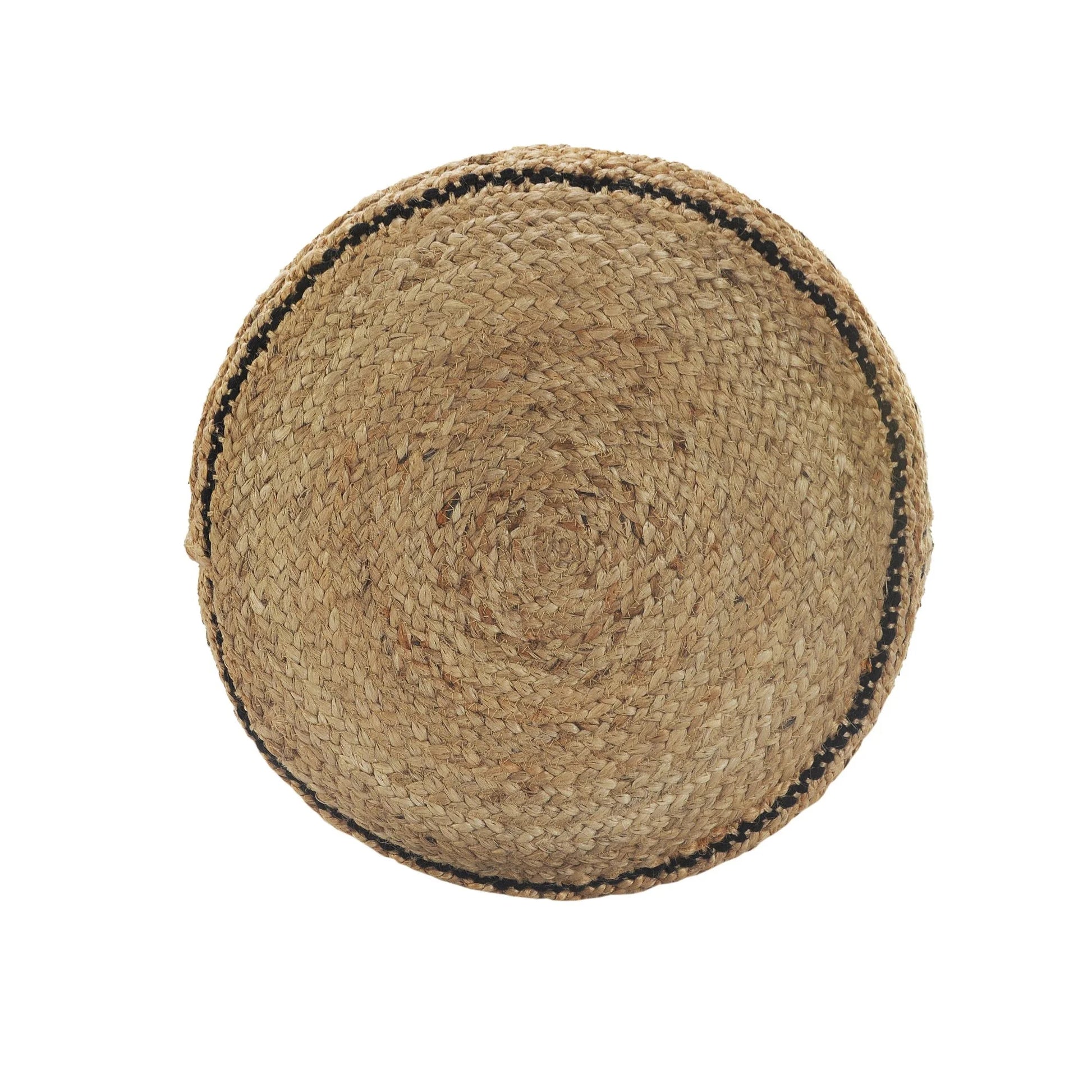 Laddha Home Designs 18" Tan and Black Chevron Handcrafted Round Pouf Ottoman