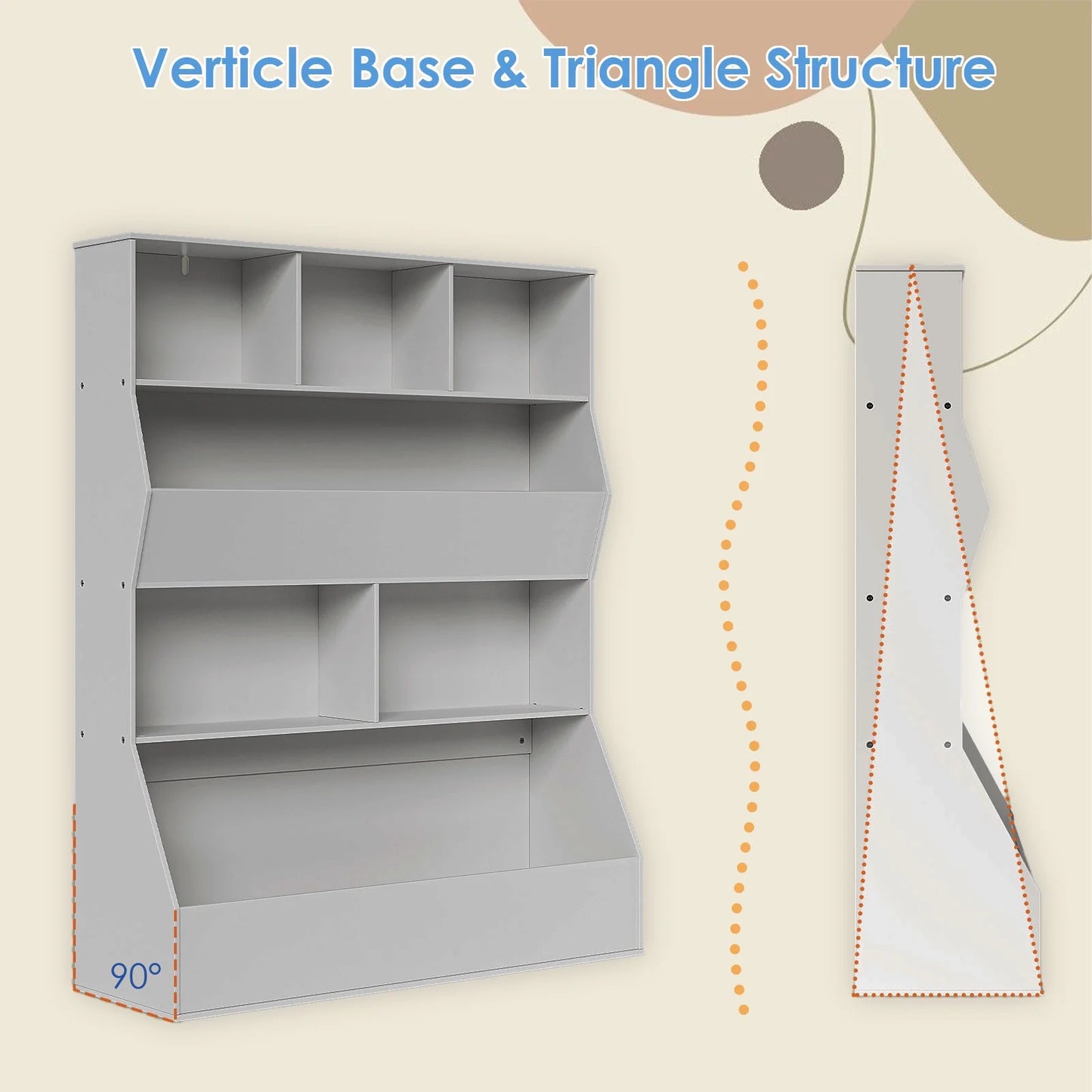 Arlopu Kid's Toy Storage Cabinet Wood Kids Bookshelf Toddler Toy Storage Organizer for Playroom, Bedroom, Living Room, Nursery