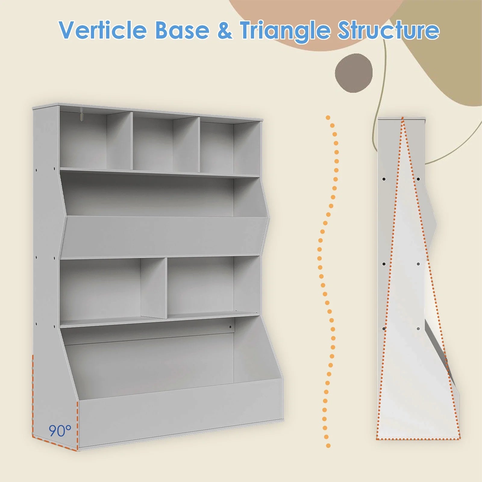 Arlopu Kid's Toy Storage Cabinet Wood Kids Bookshelf Toddler Toy Storage Organizer for Playroom, Bedroom, Living Room, Nursery