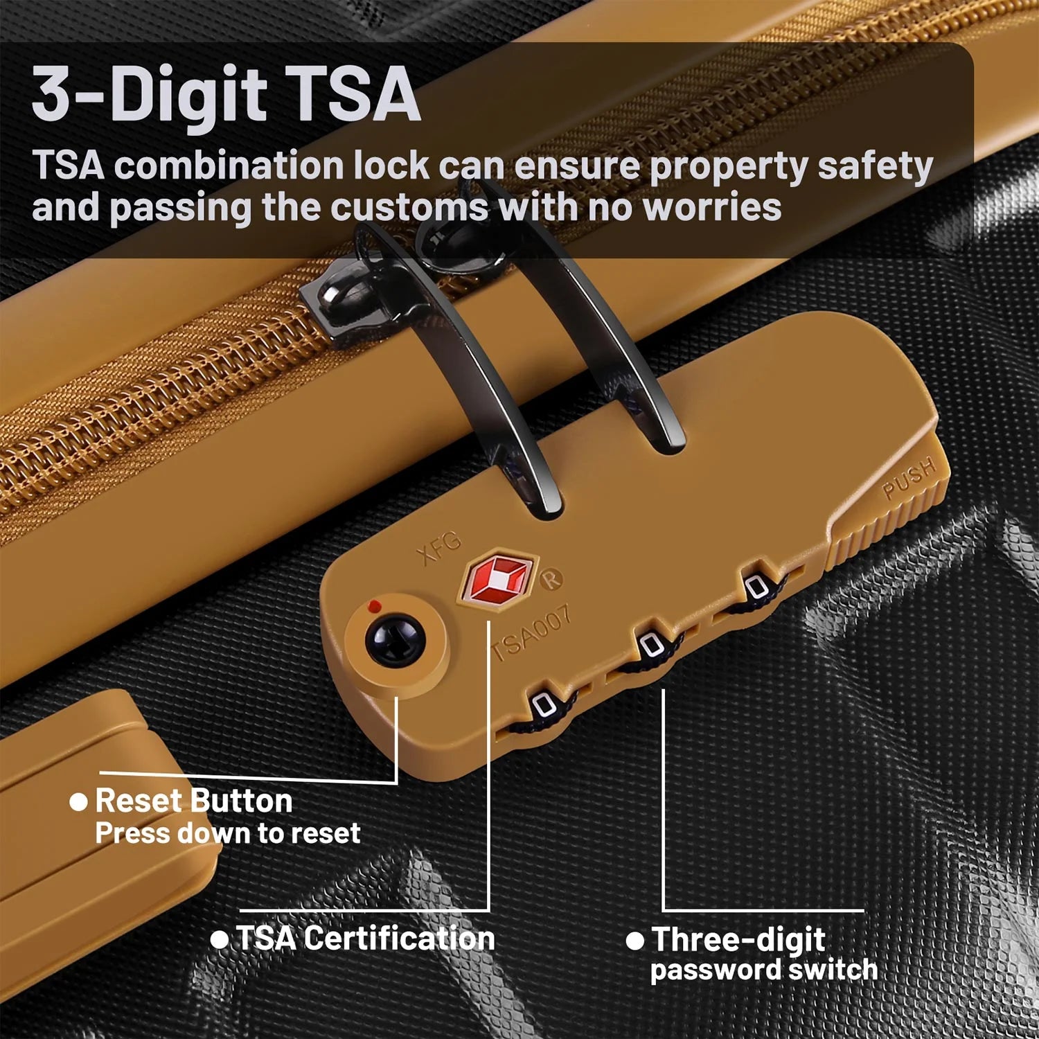 3 Piece Luggage Sets and Travel Duffel Bag, ABS Hardshell Hardside Checked Luggage with TSA Lock and Double Spinner Wheels Suitcase, Black