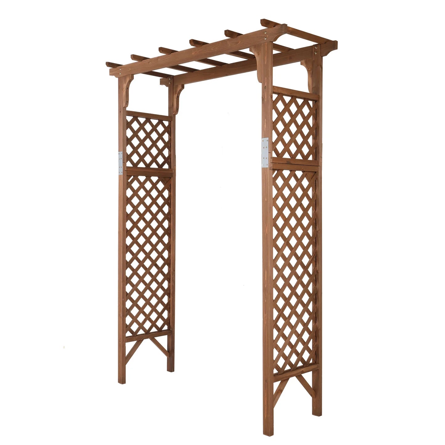 Ktaxon 5ft Wooden Garden Arch - Flat Top Trellis for Climbing Plants, Wedding, Backyard, Dark Brown