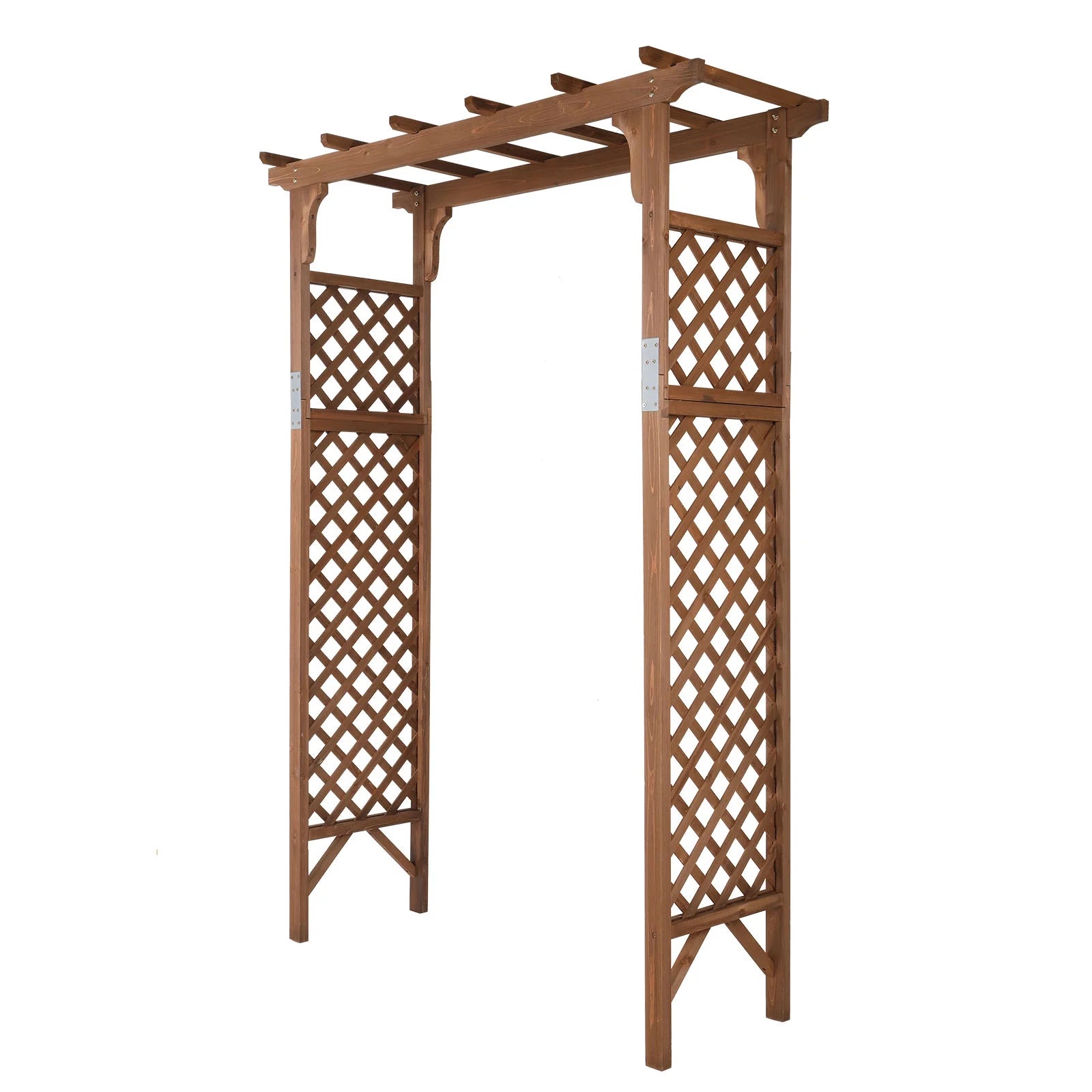 Ktaxon 5ft Wooden Garden Arch - Flat Top Trellis for Climbing Plants, Wedding, Backyard, Dark Brown