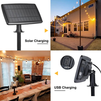 Solar Outdoor String Lights - 50FT Waterproof Patio Lights with 25 Dimmable Hanging Lights Globe G40 Bulbs, Shatterproof LED Christmas Lights for Outside Decor Party Wedding Porch Backyard