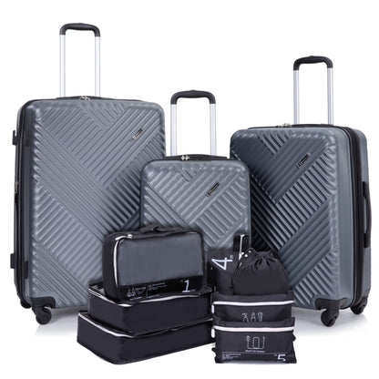10 Piece Luggage Set Lightweight Suitcase Set with 7PCS Organizer Bags Suitcase with TSA Lock Spinner Wheels(Black)