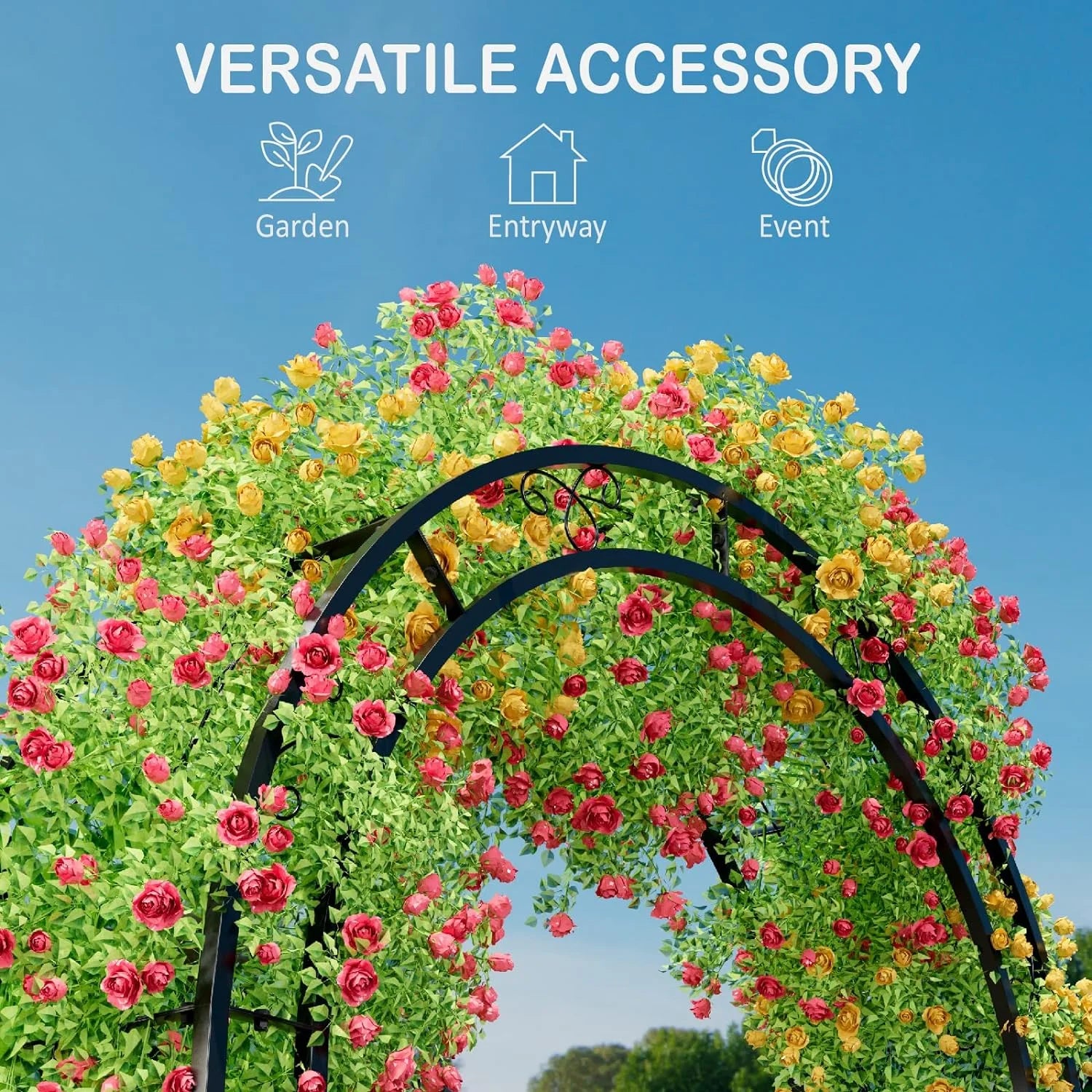 88 in Steel Garden Arch Arbor Trellis for Climbing Plants Outdoor,Yard,Garden,Climbing Plants 7 ft Decorative Wire Lattice,Outdoor Wedding Arch(Black)