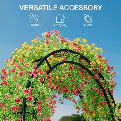 88 in Steel Garden Arch Arbor Trellis for Climbing Plants Outdoor,Yard,Garden,Climbing Plants 7 ft Decorative Wire Lattice,Outdoor Wedding Arch(Black)