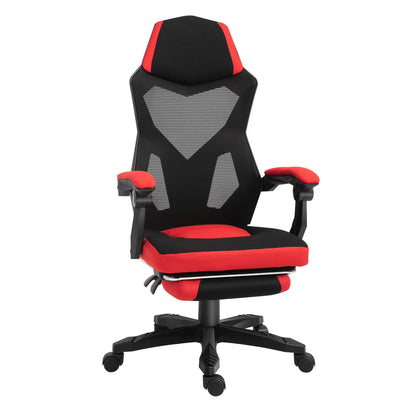 Vinsetto Ergonomic Home Office Chair High Back Armchair Computer Desk Recliner with Footrest, Mesh Back, Lumbar Support and Wheels, Gray