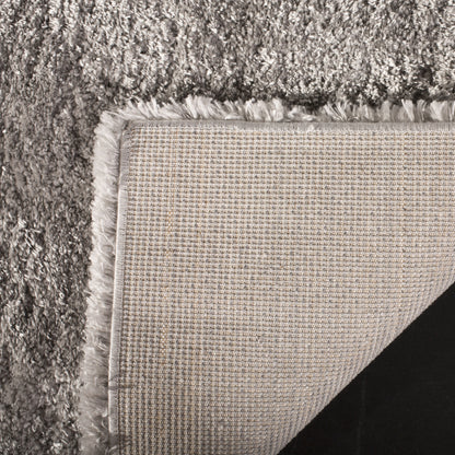 SAFAVIEH Royal Hartley Solid Plush Shag Area Rug, Silver, 6'7" x 6'7" Square