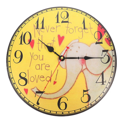 OUNONA 1PC Retro Wooden Hanging Clock Decor Living Room Wall Clock Decoration