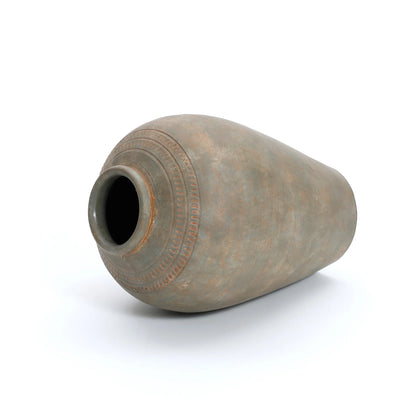 LuxenHome Rustic Ceramic Flower Vase, 14'' Brown Terracotta Urn Vases for Room Decor, Vintage Pottery Living Room Decor, Modern Farmhouse Floor Vase Home Dcor Accents