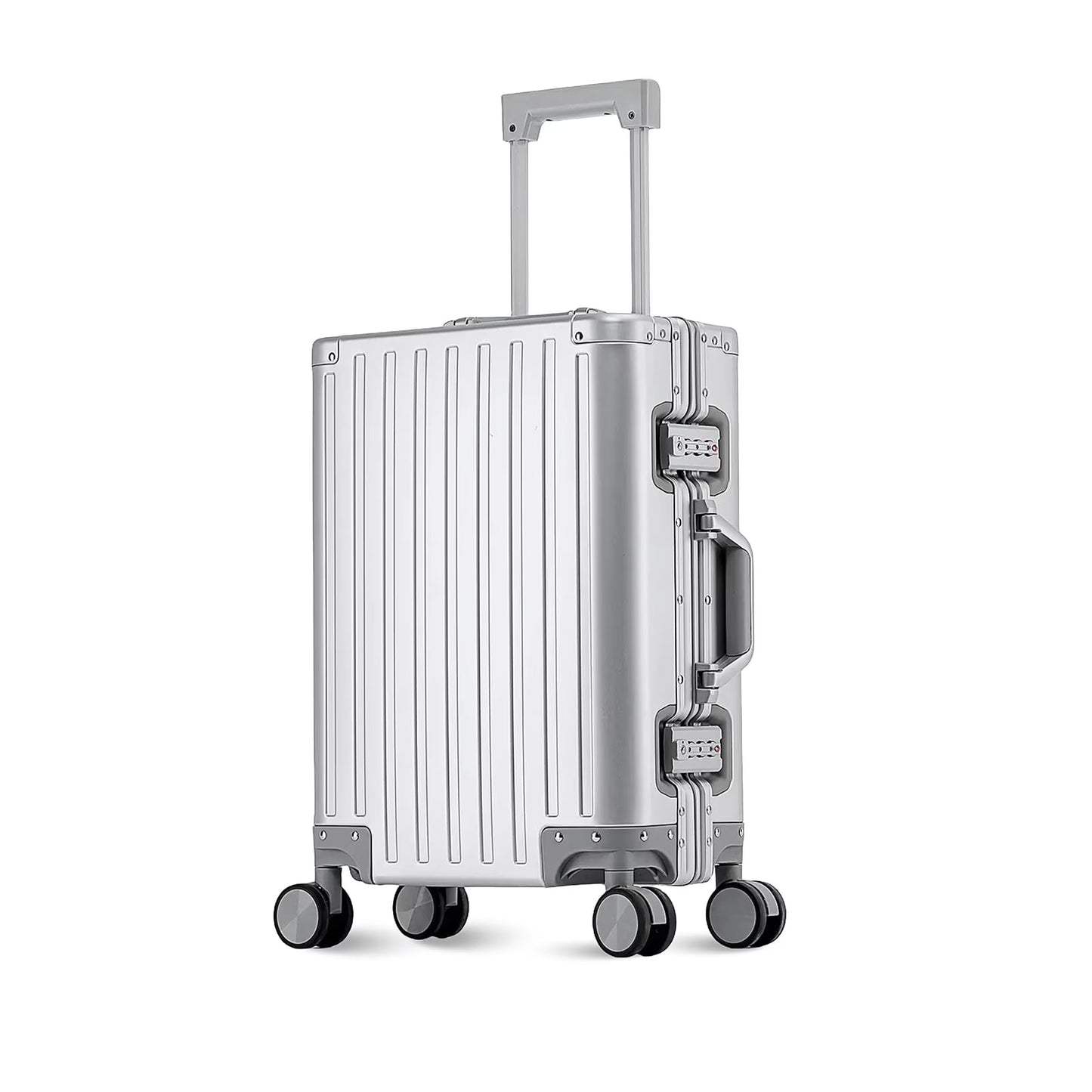 HDUTNGISN 14"x7.8°x19.6" Aluminum Carry-On Luggage Airline Approved,Zipperless Hard Shell with Spinner Wheels (20"Black)