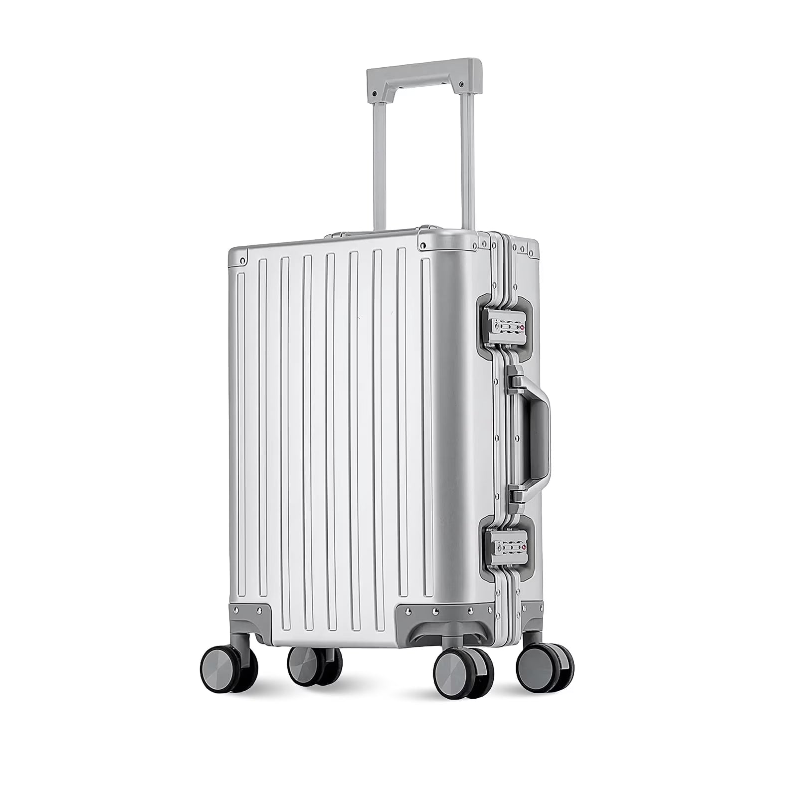 HDUTNGISN 14"x7.8°x19.6" Aluminum Carry-On Luggage Airline Approved,Zipperless Hard Shell with Spinner Wheels (20"Black)