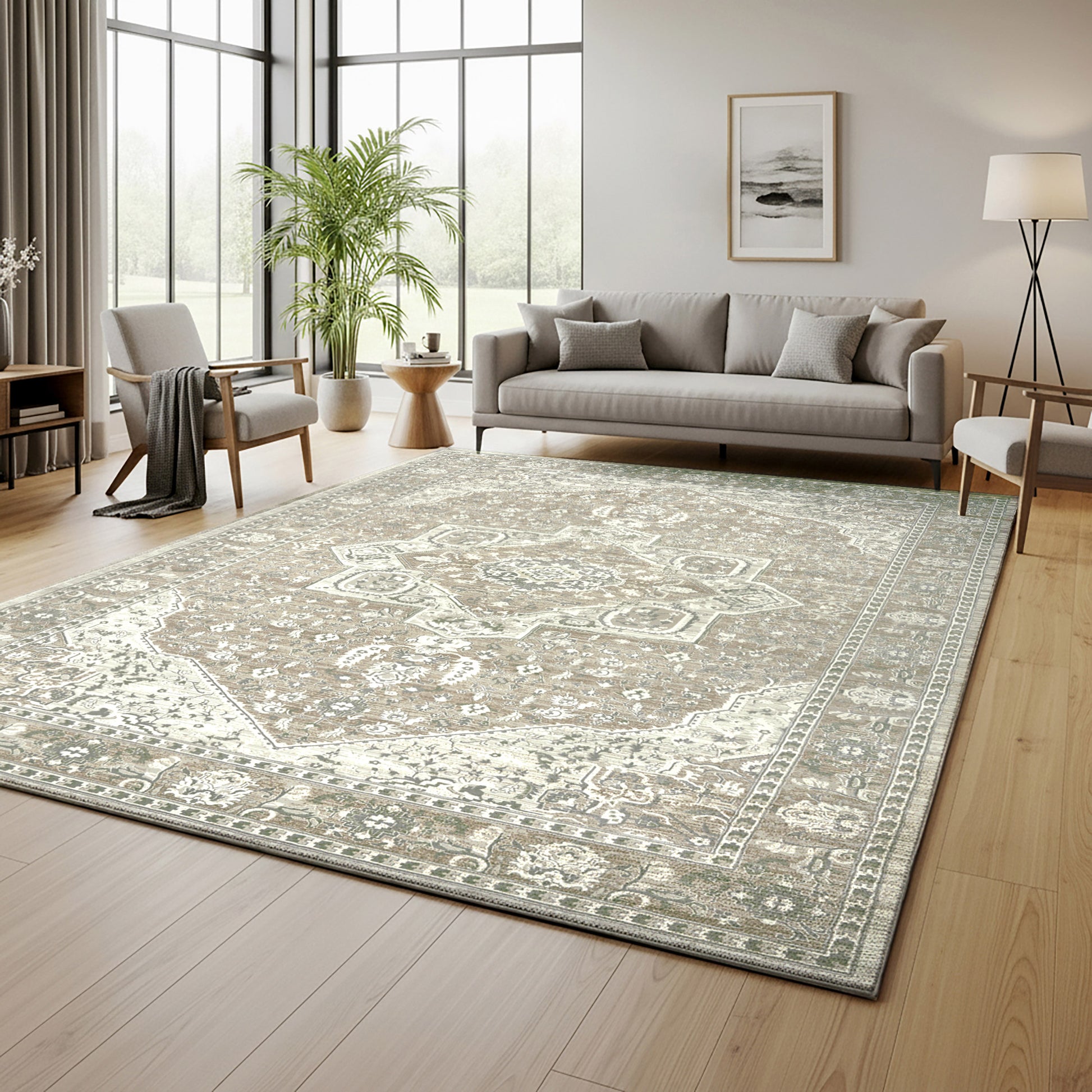 Sasha Area Rug, Adryan Beige Green, 8'8' x 13'