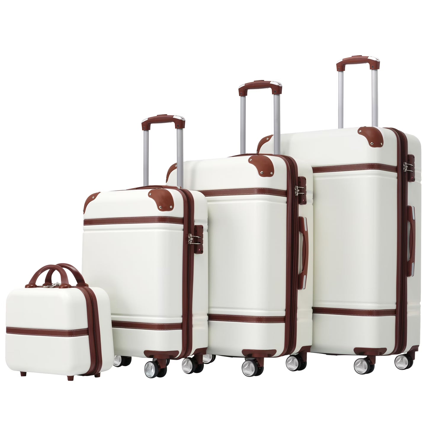 EUROCO 4-Piece Luggage Sets,Hardside Expandable Carry On Suitcase with TSA Lock,Cosmetic Case and Double Spinner Wheels,Lightweight Travel Luggage(20"/24"/28"),White