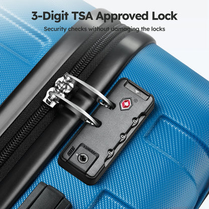 luggage sets 2 piece(20,28 inch) ABS hard suitcase with wheels and TSA lock travel set,sky blue