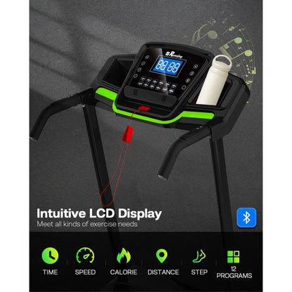 3.5HP 330 LBS Weight Foldable Electric Running Walking Machine with Bluetooth/APP for Home, Fitness Jogging Exercise, Easy Installation and Space Saver for Home Office Gym