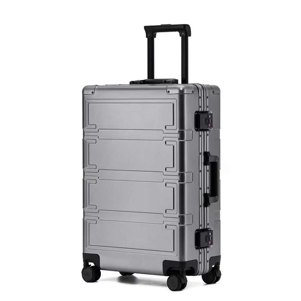 All Aluminum Magnesium Zipperless Carry on Luggage Airline Approved, Hardside Carry on Suitcase with TSA Lock, Lightweight Hardshell Luggage Metal Rolling Luggage for Travel
